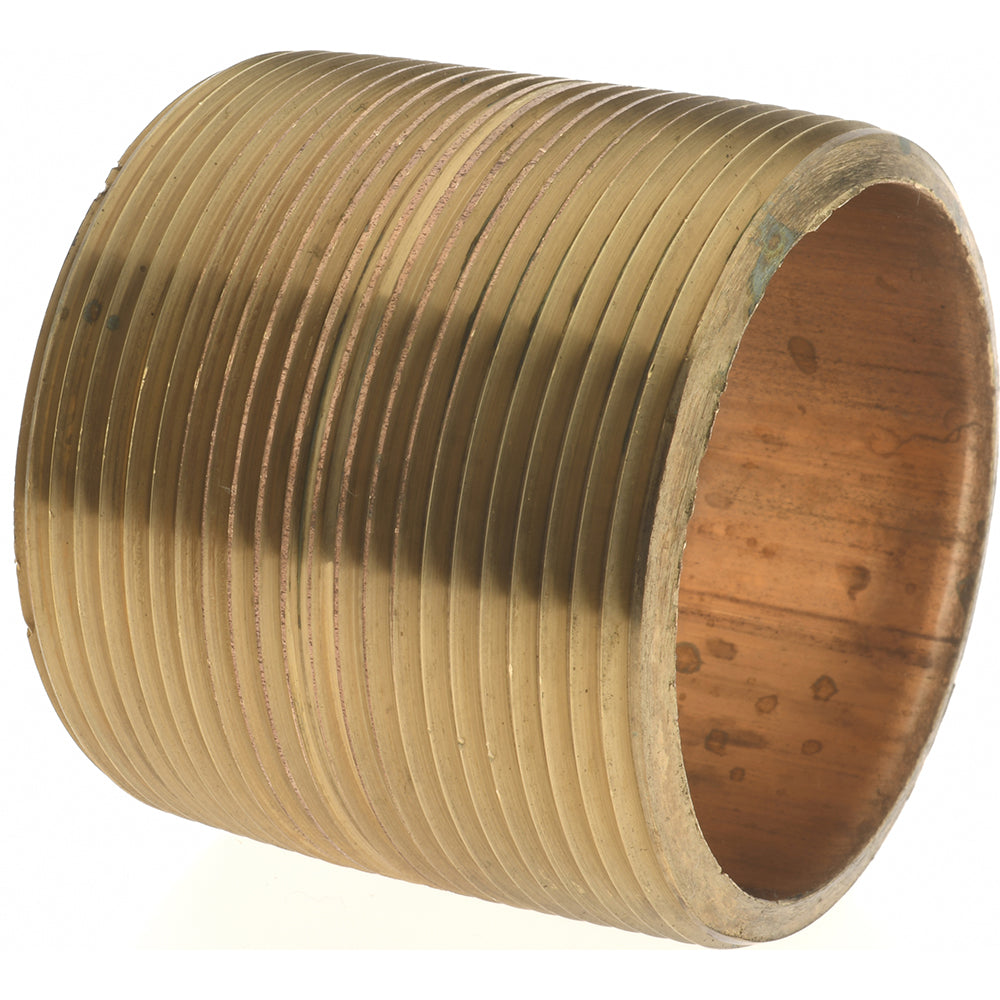 Merit Brass 2132-001 Brass Pipe Nipple Threaded on Both Ends, 2" OAL, 2" NPT