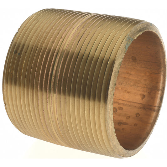 Merit Brass 2132-001 Brass Pipe Nipple Threaded on Both Ends, 2" OAL, 2" NPT
