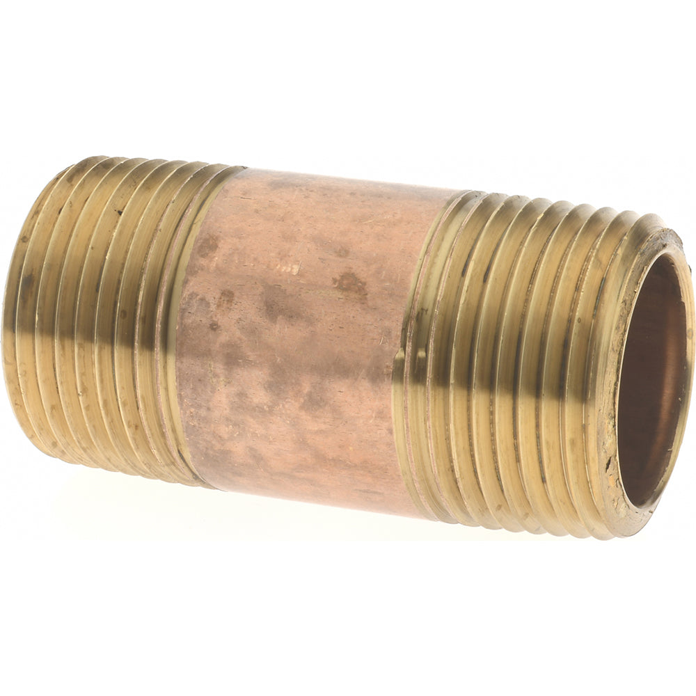 Merit Brass 2112-200 Brass Pipe Nipple Threaded on Both Ends, 2" OAL, 3/4" NPT