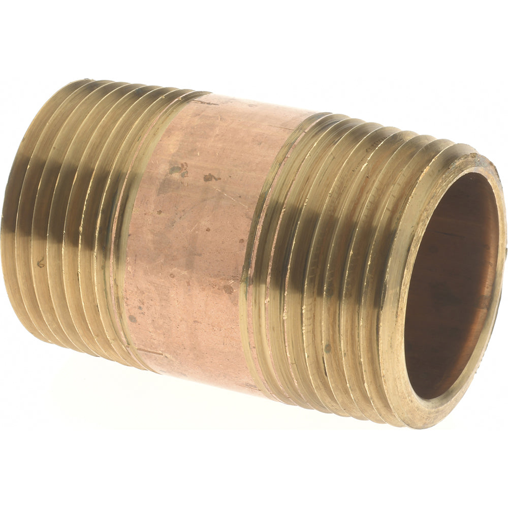 Merit Brass 2116-200 Brass Pipe Nipple Threaded on Both Ends, 2" OAL, 1" NPT