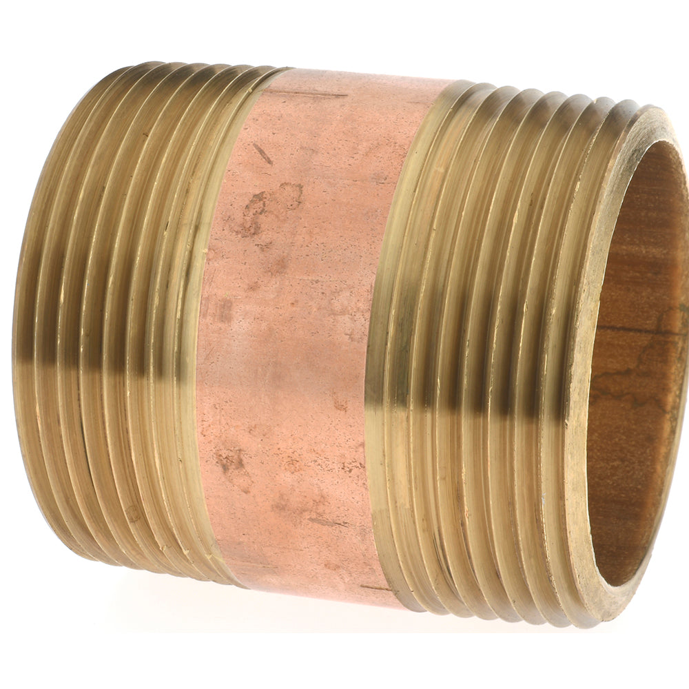 Merit Brass 2124-200 Brass Pipe Nipple Threaded on Both Ends, 2" OAL, 1-1/2" NPT
