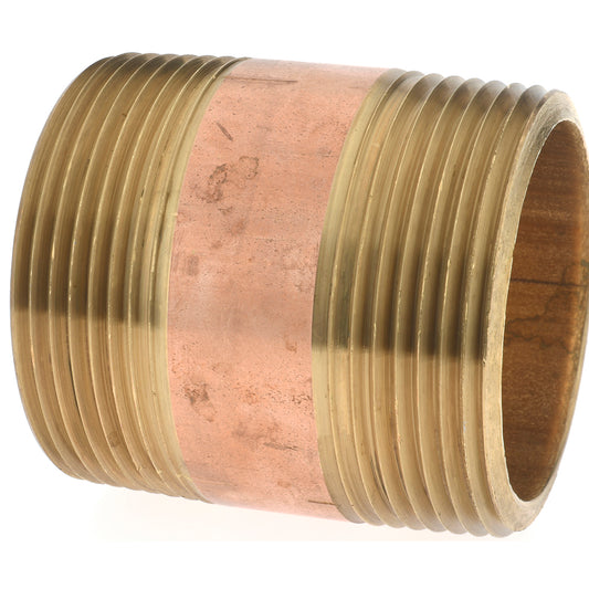 Merit Brass 2124-200 Brass Pipe Nipple Threaded on Both Ends, 2" OAL, 1-1/2" NPT