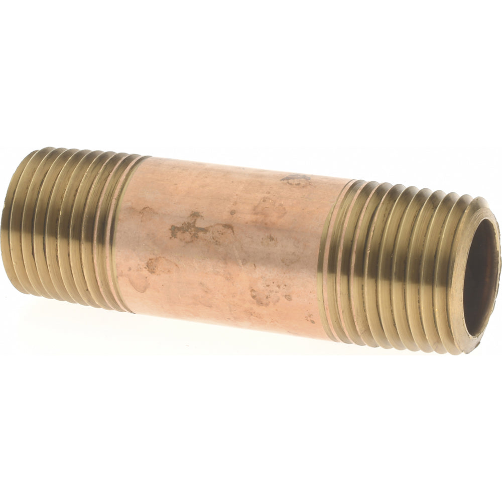Merit Brass 2108-250 Brass Pipe Nipple Threaded on Both Ends, 2-1/2" OAL, 1/2" NPT
