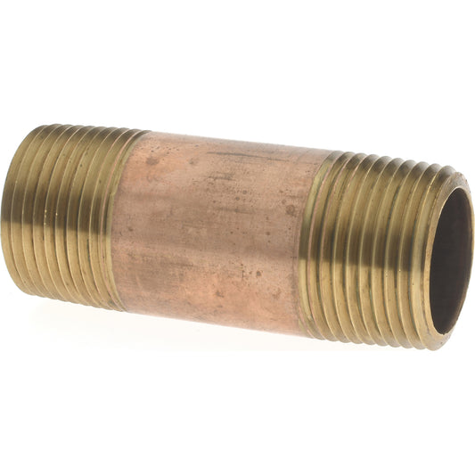 Merit Brass 2112-250 Brass Pipe Nipple Threaded on Both Ends, 2-1/2" OAL, 3/4" NPT