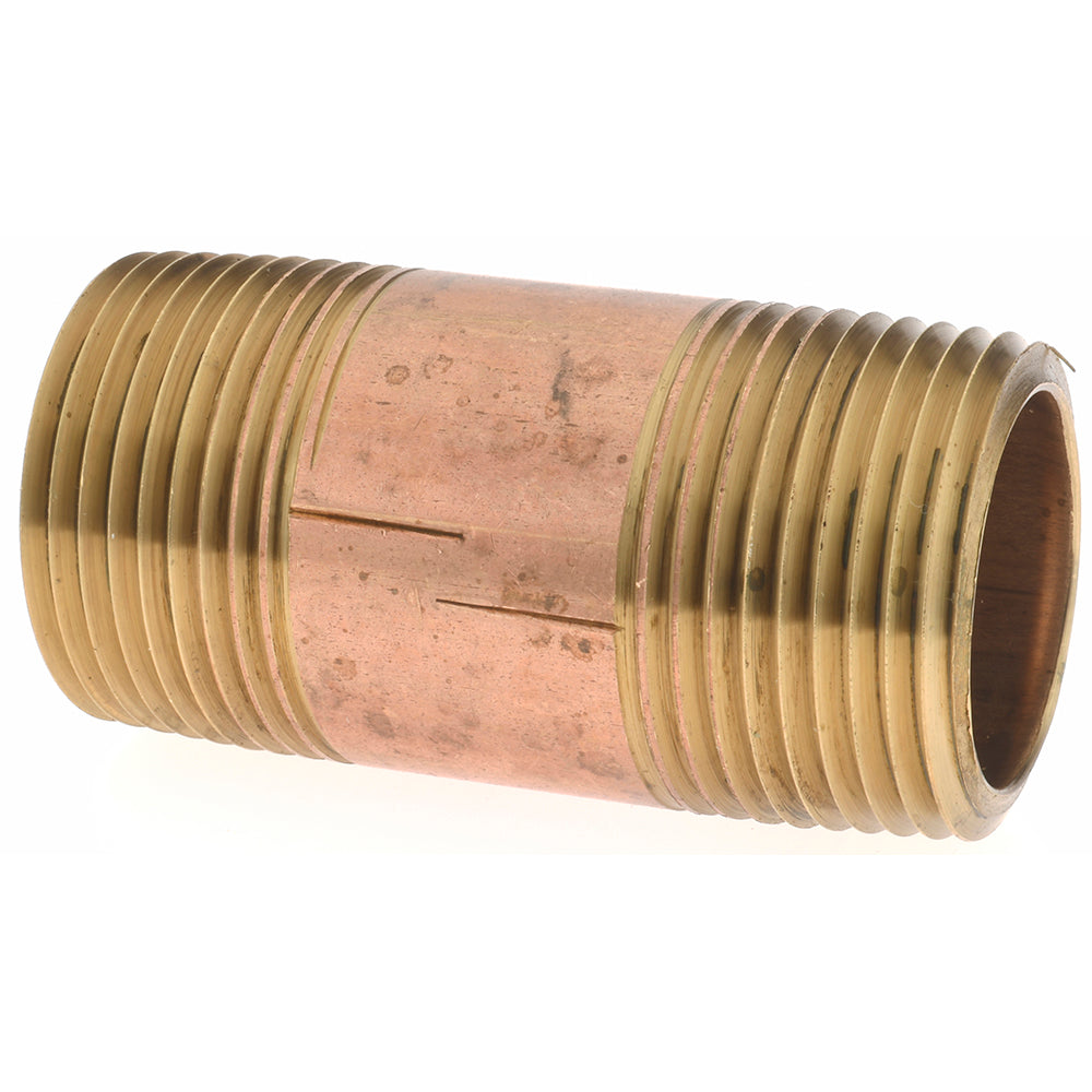 Merit Brass 2116-250 Brass Pipe Nipple Threaded on Both Ends, 2-1/2" OAL, 1" NPT