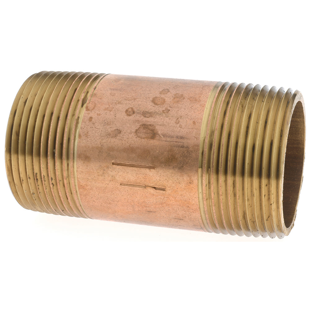 Merit Brass 2120-300 Brass Pipe Nipple Threaded on Both Ends, 3" OAL, 1-1/4" NPT