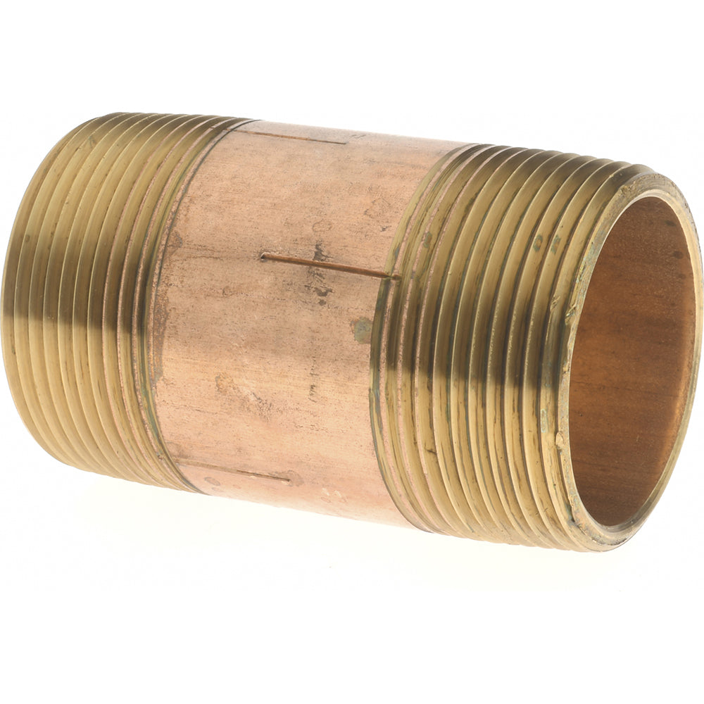Merit Brass 2124-300 Brass Pipe Nipple Threaded on Both Ends, 3" OAL, 1-1/2" NPT