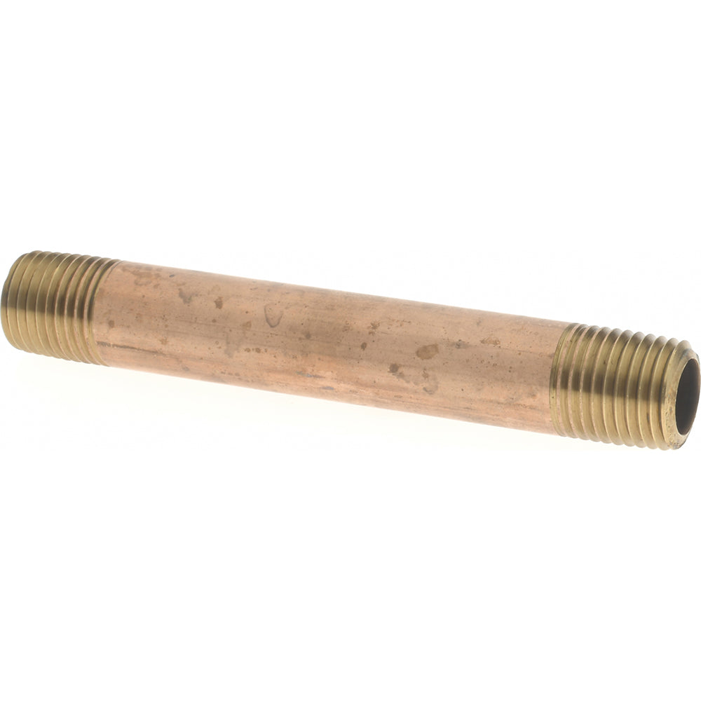 Merit Brass 2104-350 Brass Pipe Nipple Threaded on Both Ends, 3-1/2" OAL, 1/4" NPT