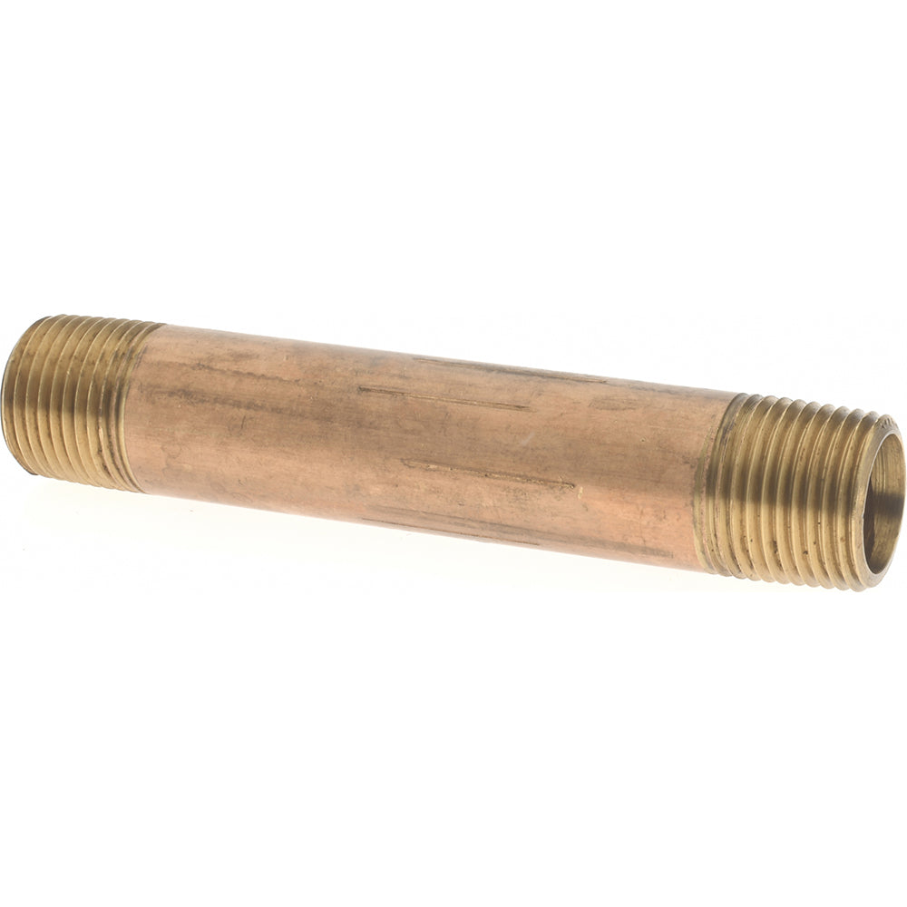 Merit Brass 2106-350 Brass Pipe Nipple Threaded on Both Ends, 3-1/2" OAL, 3/8" NPT