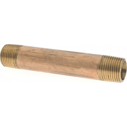 Merit Brass 2106-350 Brass Pipe Nipple Threaded on Both Ends, 3-1/2" OAL, 3/8" NPT