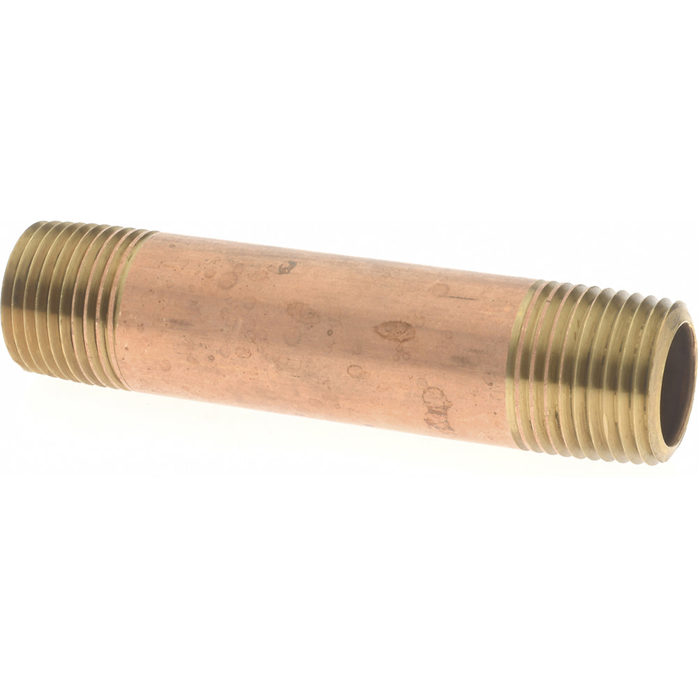 Merit Brass 2108-350 Brass Pipe Nipple Threaded on Both Ends, 3-1/2" OAL, 1/2" NPT