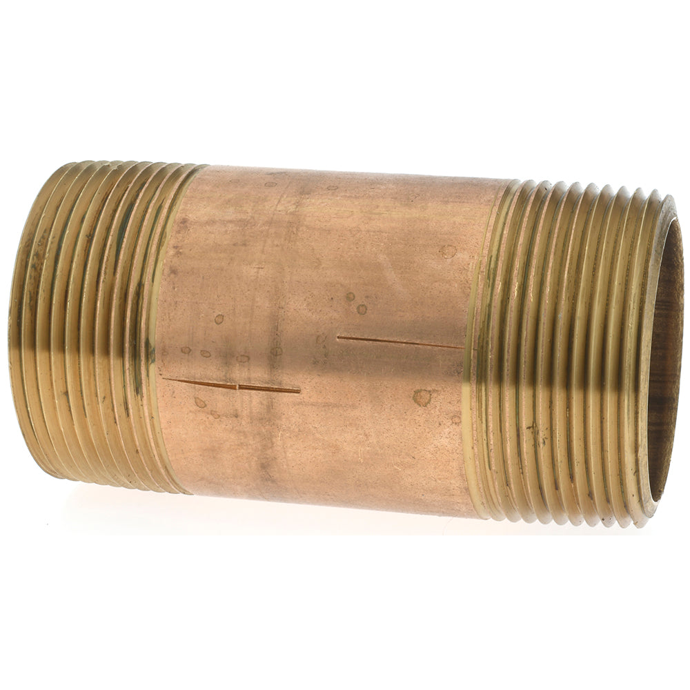 Merit Brass 2124-350 Brass Pipe Nipple Threaded on Both Ends, 3-1/2" OAL, 1-1/2" NPT