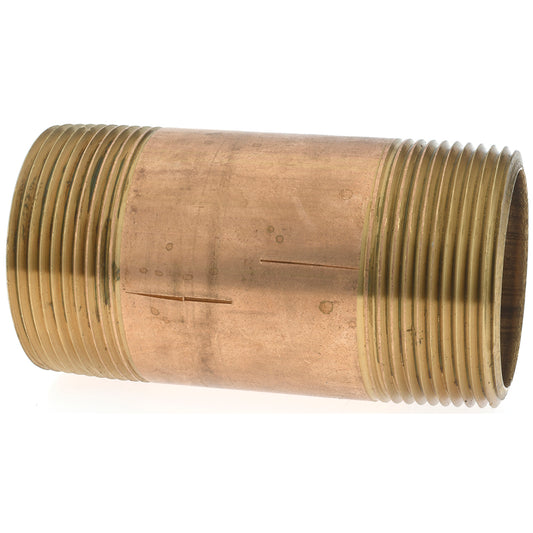 Merit Brass 2124-350 Brass Pipe Nipple Threaded on Both Ends, 3-1/2" OAL, 1-1/2" NPT