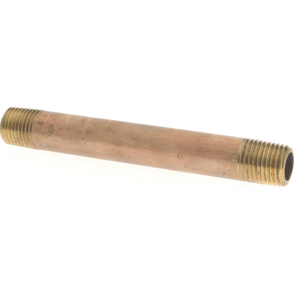 Merit Brass 2104-400 Brass Pipe Nipple Threaded on Both Ends, 4" OAL, 1/4" NPT