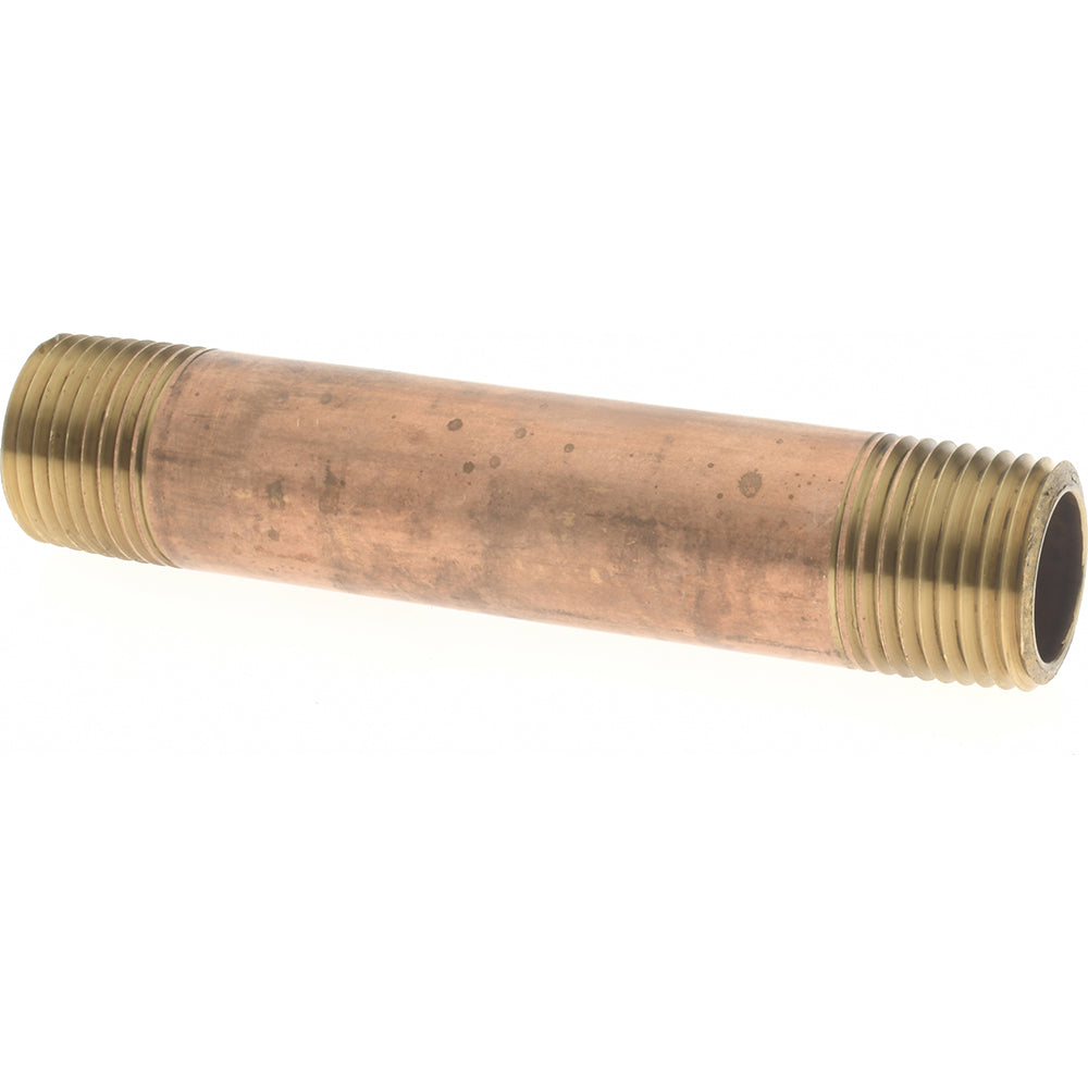 Merit Brass 2108-400 Brass Pipe Nipple Threaded on Both Ends, 4" OAL, 1/2" NPT