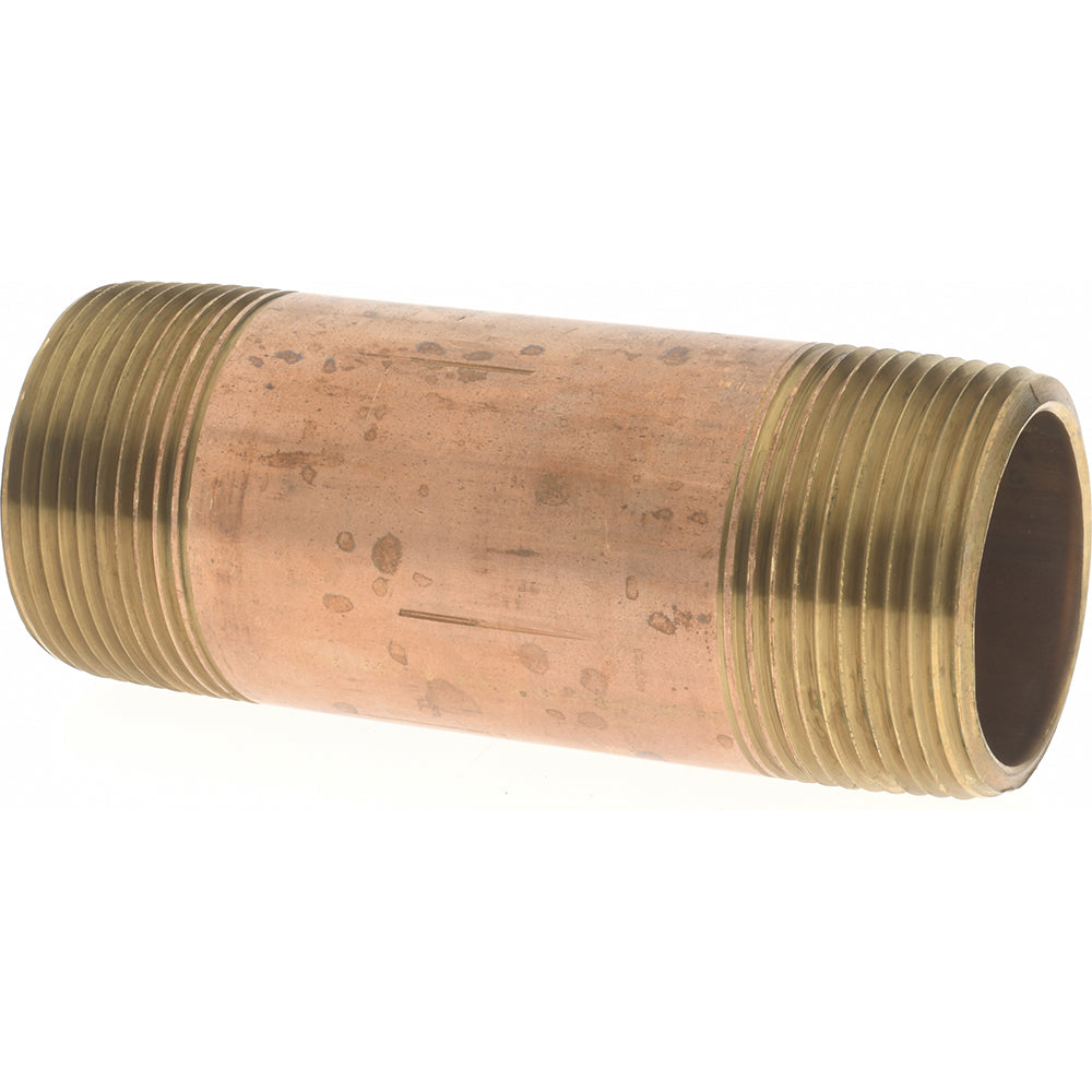 Merit Brass 2120-400 Brass Pipe Nipple Threaded on Both Ends, 4" OAL, 1-1/4" NPT