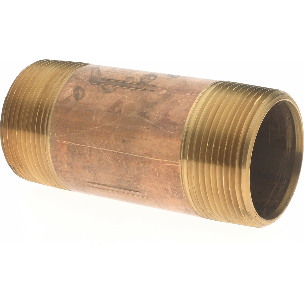 Merit Brass 2124-400 Brass Pipe Nipple Threaded on Both Ends, 4" OAL, 1-1/2" NPT