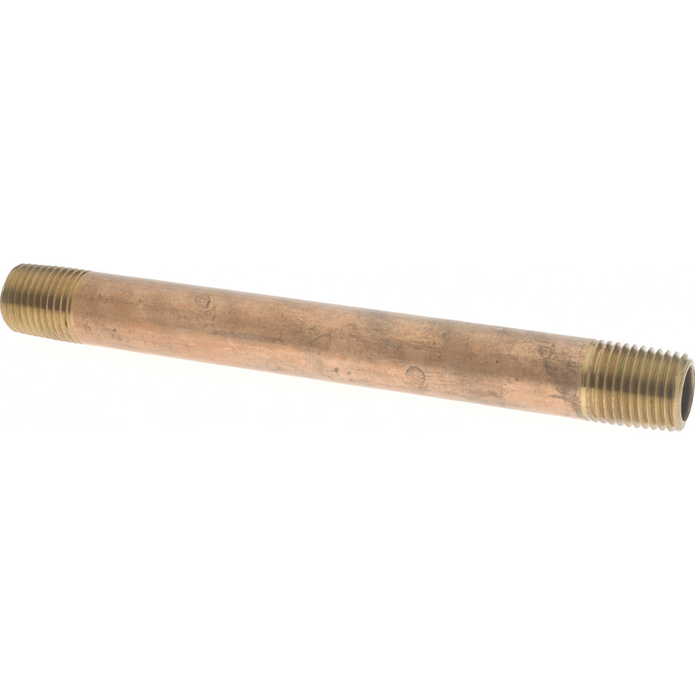 Merit Brass 2104-500 Brass Pipe Nipple Threaded on Both Ends, 5" OAL, 1/4" NPT