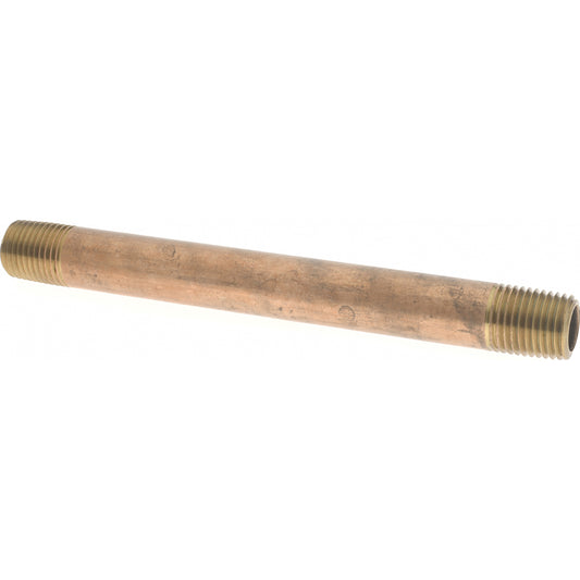 Merit Brass 2104-500 Brass Pipe Nipple Threaded on Both Ends, 5" OAL, 1/4" NPT