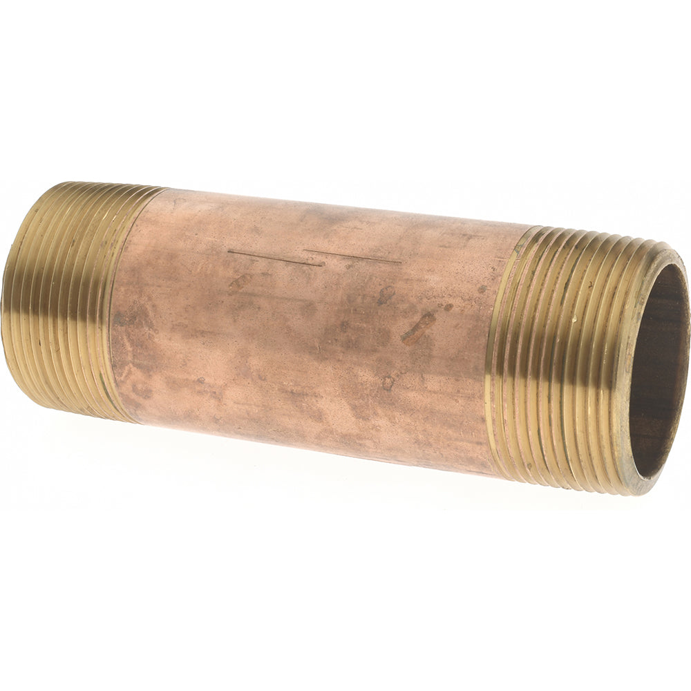Merit Brass 2124-500 Brass Pipe Nipple Threaded on Both Ends, 5" OAL, 1-1/2" NPT