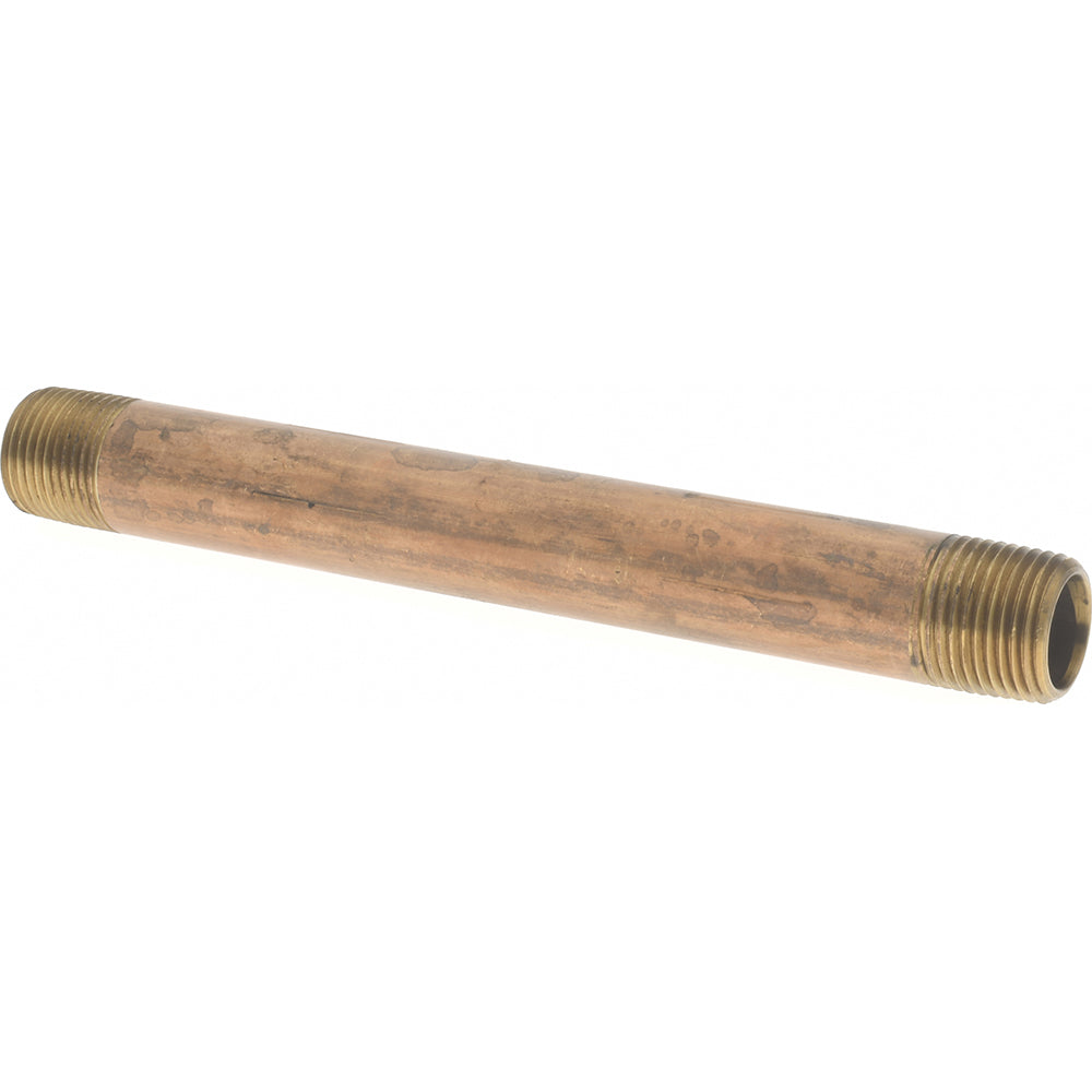 Merit Brass 2106-550 Brass Pipe Nipple Threaded on Both Ends, 5-1/2" OAL, 3/8" NPT