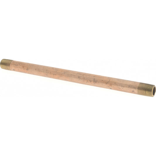 Merit Brass 2102-600 Brass Pipe Nipple Threaded on Both Ends, 6" OAL, 1/8" NPT