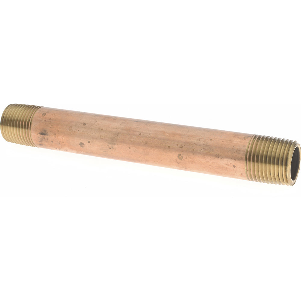 Merit Brass 2108-600 Brass Pipe Nipple Threaded on Both Ends, 6" OAL, 1/2" NPT