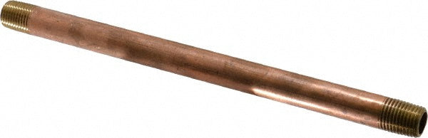 Merit Brass 2104-800 Brass Pipe Nipple Threaded on Both Ends, 8" OAL, 1/4" NPT