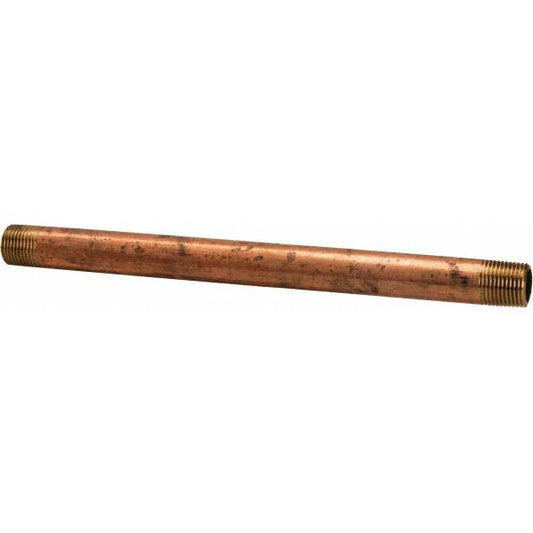 Merit Brass 2106-800 Brass Pipe Nipple Threaded on Both Ends, 8" OAL, 3/8" NPT