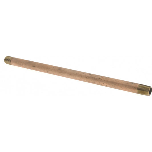 Merit Brass 2104-1000 Brass Pipe Nipple Threaded on Both Ends, 10" OAL, 1/4" NPT