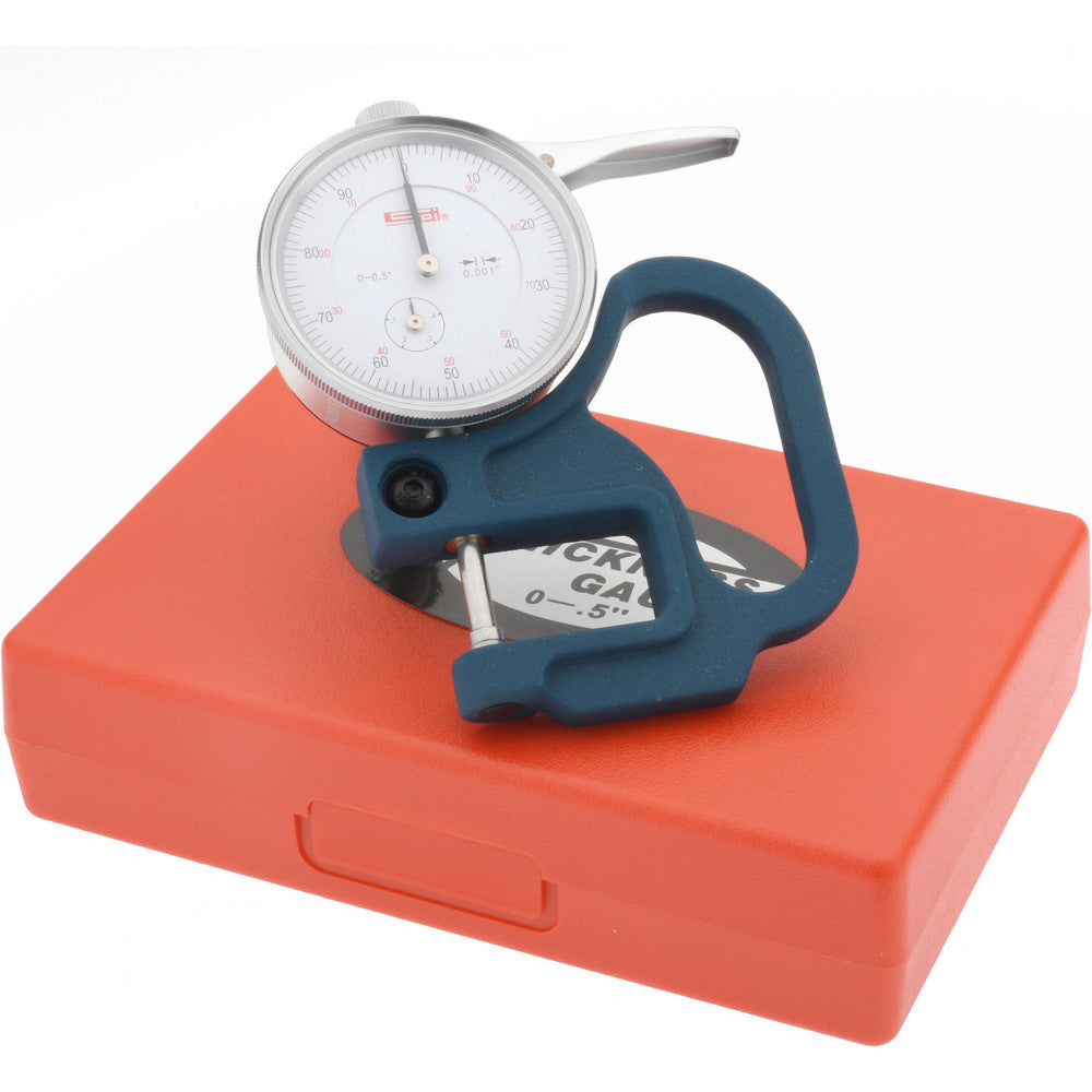 SPI 13-152-4 0 to 1/2" Measurement, 0.001" Graduation, 1-1/8" Throat Depth, Dial Thickness Gage