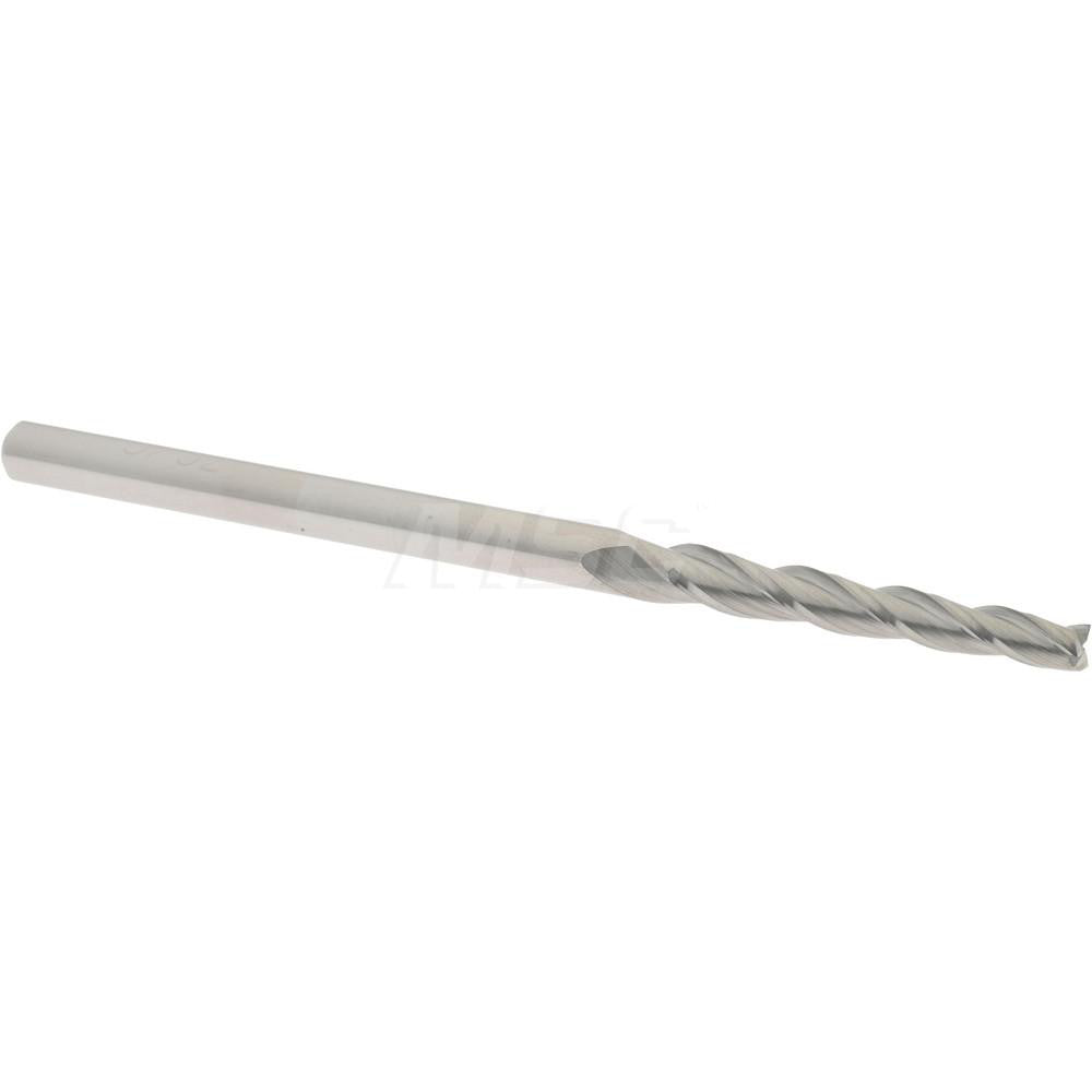 Accupro 02256840 Tapered End Mill 1 deg Angle per Side, 3/32" Small Dia, 3/4" LOC, 3 Flute, Solid Carbide, Square End