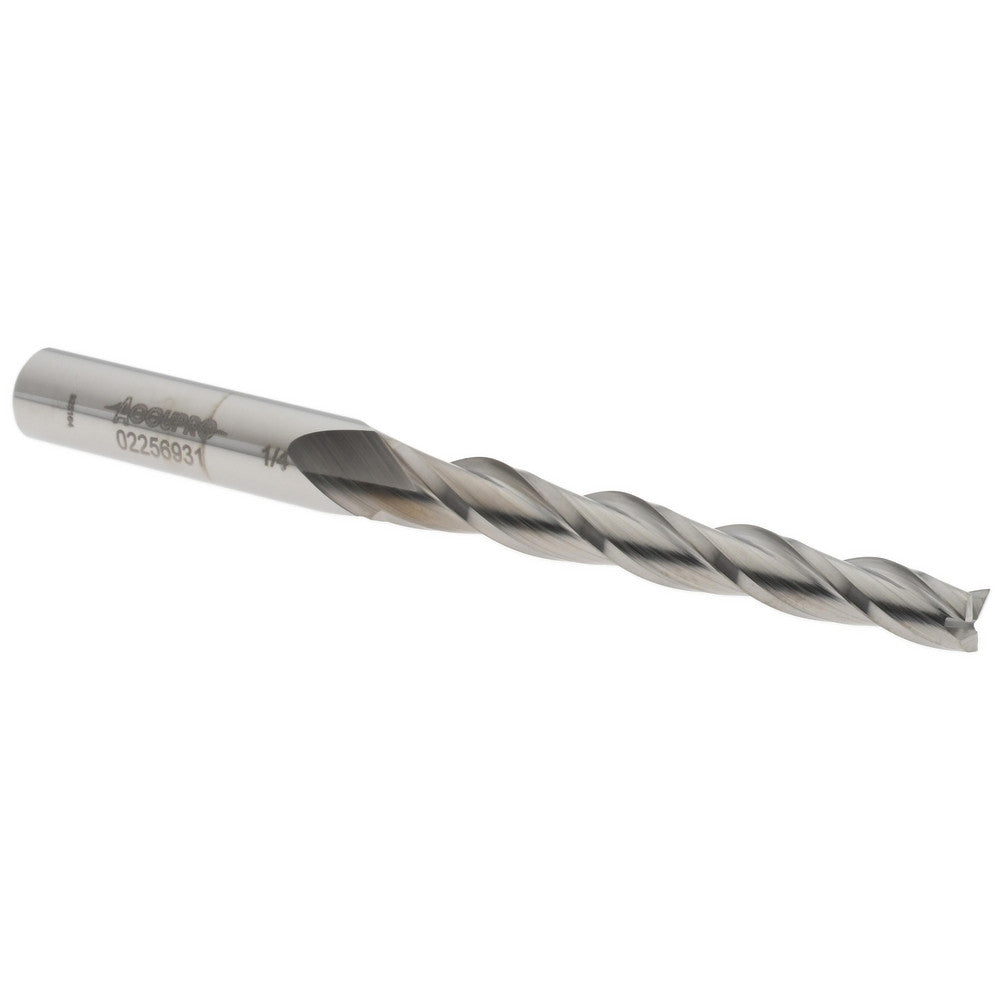 Accupro 02256931 Tapered End Mill 1 deg Angle per Side, 1/4" Small Dia, 2-1/4" LOC, 3 Flute, Solid Carbide, Square End