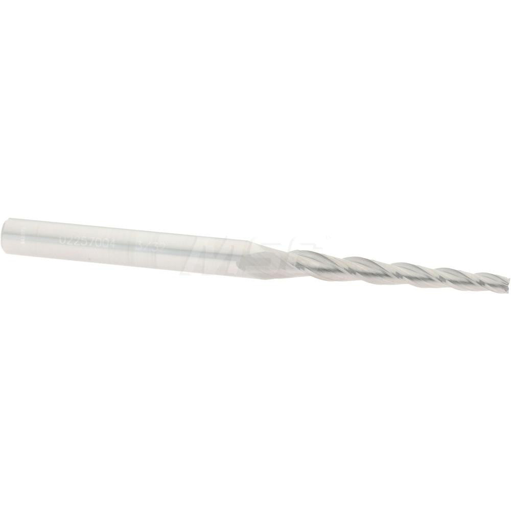 Accupro 02257004 Tapered End Mill 1.5 deg Angle per Side, 3/32" Small Dia, 1" LOC, 3 Flute, Solid Carbide, Square End