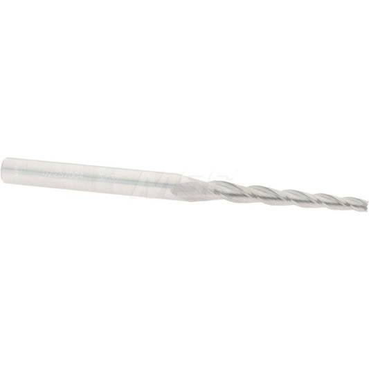 Accupro 02257004 Tapered End Mill 1.5 deg Angle per Side, 3/32" Small Dia, 1" LOC, 3 Flute, Solid Carbide, Square End