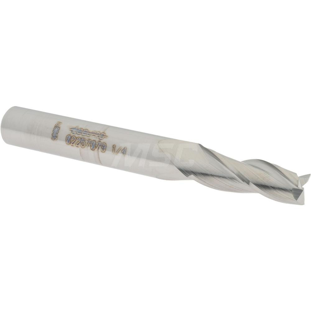 Accupro 02257079 Tapered End Mill 1.5 deg Angle per Side, 1/4" Small Dia, 3/4" LOC, 3 Flute, Solid Carbide, Square End