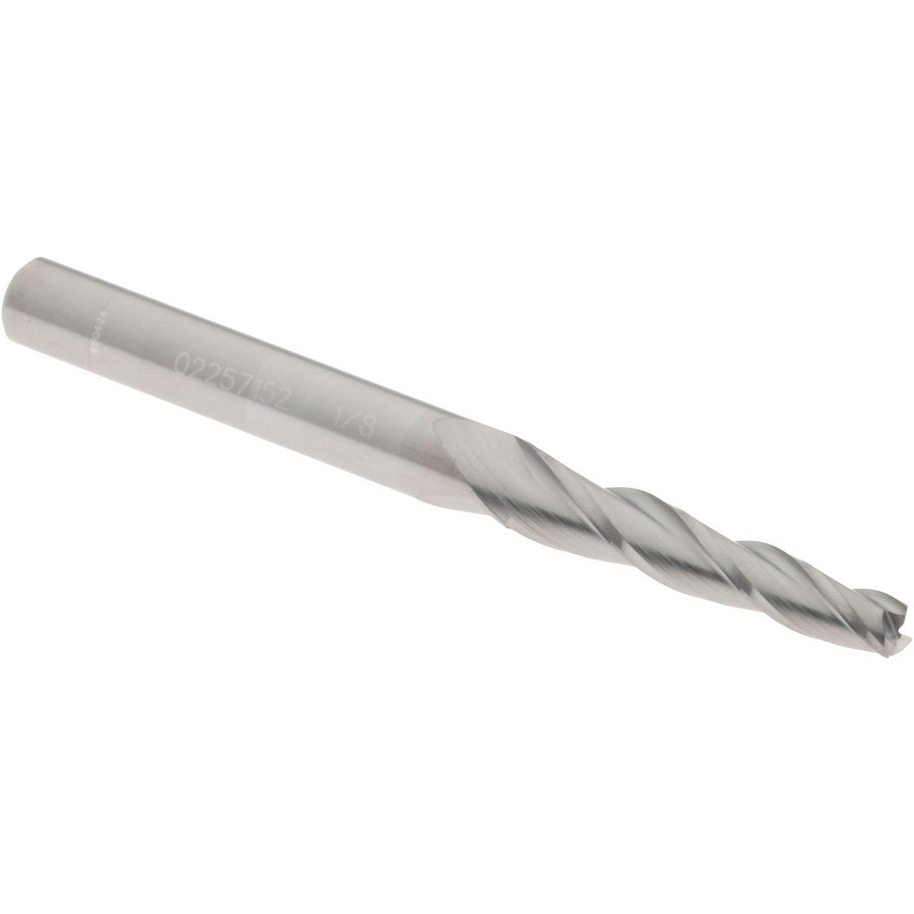 Accupro 02257152 Tapered End Mill 2 deg Angle per Side, 1/8" Small Dia, 3/4" LOC, 3 Flute, Solid Carbide, Square End
