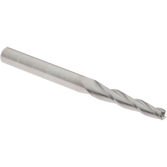 Accupro 02257152 Tapered End Mill 2 deg Angle per Side, 1/8" Small Dia, 3/4" LOC, 3 Flute, Solid Carbide, Square End