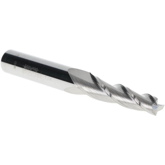 Accupro 02257202 Tapered End Mill 2 deg Angle per Side, 1/4" Small Dia, 1-1/4" LOC, 3 Flute, Solid Carbide, Square End
