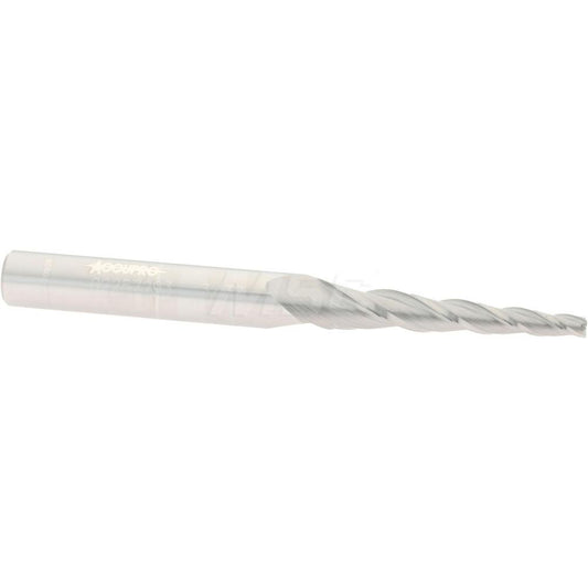 Accupro 02257293 Tapered End Mill 3 deg Angle per Side, 3/32" Small Dia, 1" LOC, 3 Flute, Solid Carbide, Square End