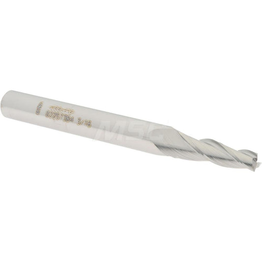 Accupro 02257384 Tapered End Mill 3 deg Angle per Side, 3/16" Small Dia, 3/4" LOC, 3 Flute, Solid Carbide, Square End