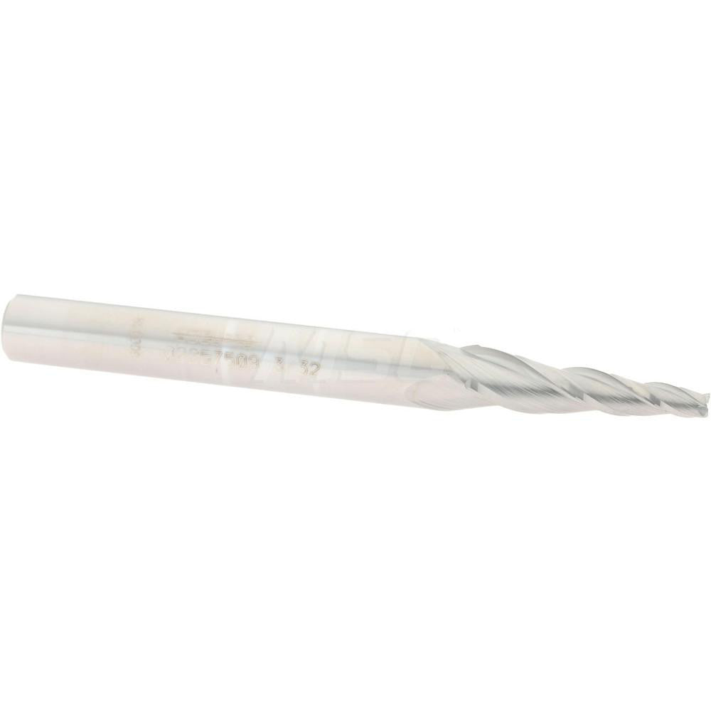 Accupro 02257509 Tapered End Mill 5 deg Angle per Side, 3/32" Small Dia, 3/4" LOC, 3 Flute, Solid Carbide, Square End