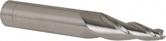 Accupro 02257715 Tapered End Mill 7 deg Angle per Side, 3/16" Small Dia, 1-1/4" LOC, 3 Flute, Solid Carbide, Square End