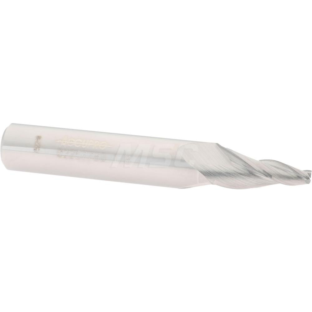 Accupro 02257780 Tapered End Mill 10 deg Angle per Side, 1/8" Small Dia, 3/4" LOC, 3 Flute, Solid Carbide, Square End