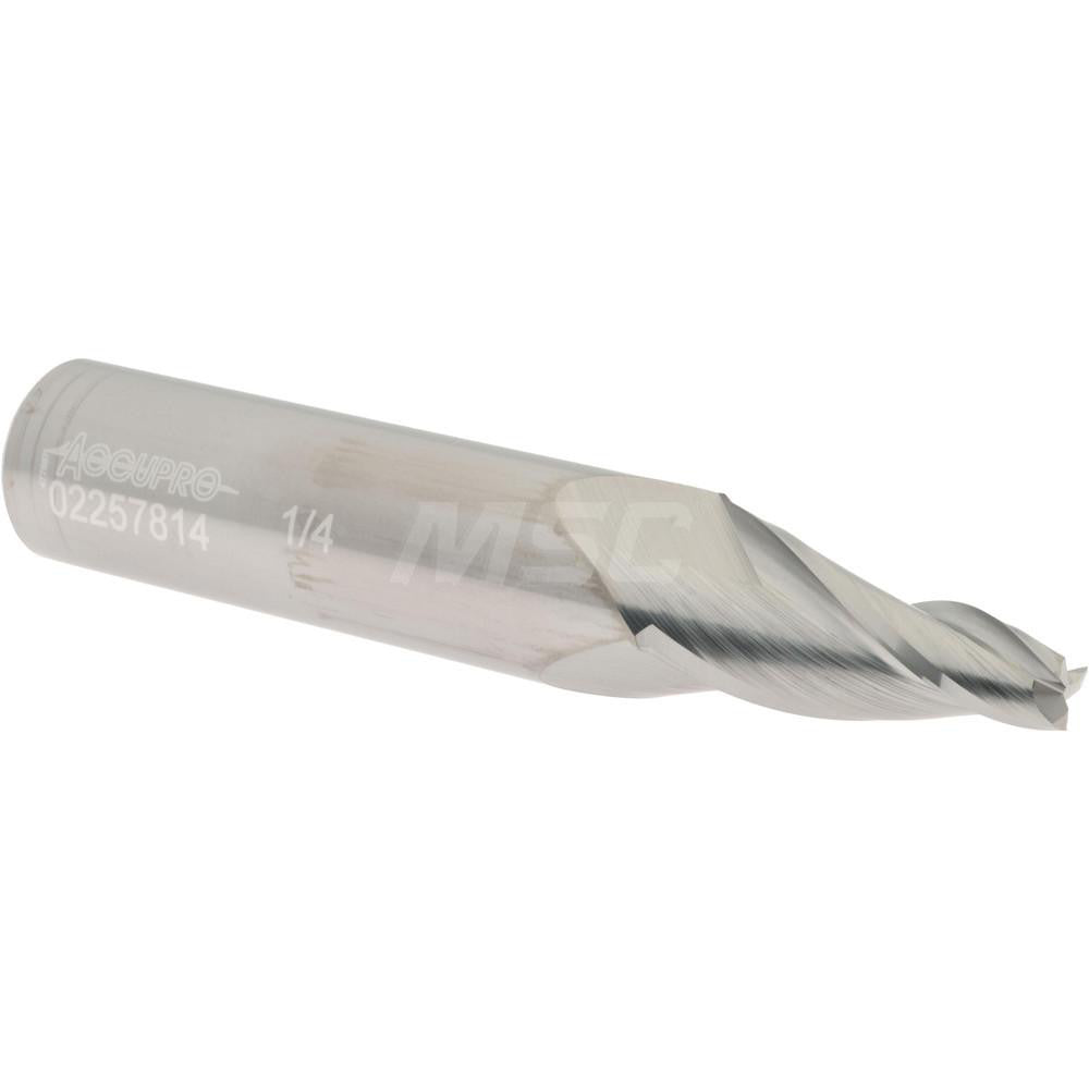 Accupro 02257814 Tapered End Mill 10 deg Angle per Side, 1/4" Small Dia, 1-1/4" LOC, 3 Flute, Solid Carbide, Square End