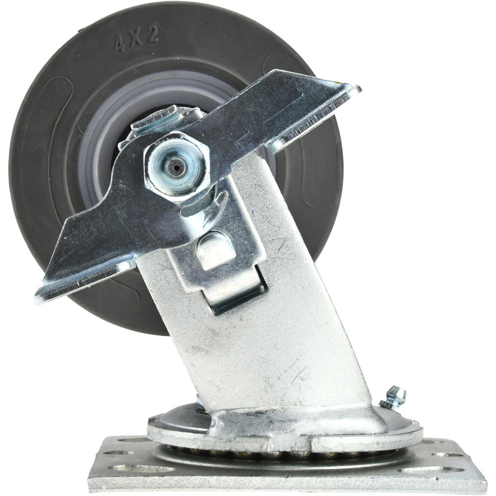 Value Collection VES4X2TPRTBK Swivel Top Plate Caster Thermoplastic Rubber, 4" Wheel Dia, 2" Wheel Width, 300 lb Capacity, 5-5/8" OAH