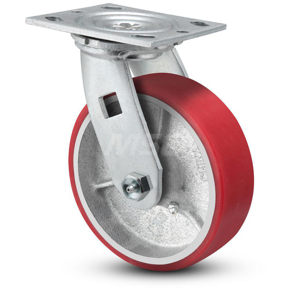 Value Collection VES4X2MOP Swivel Top Plate Caster Mold on Polyurethane (Duro Tred Vulcanized) Polyurethane & Polyurethane Mold on Steel, 4" Wheel Dia, 2" Wheel Width, 700 lb Capacity, 5-5/8" OAH