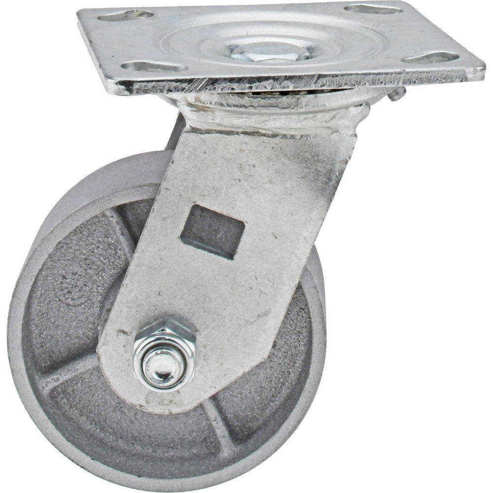 Value Collection GMC-SH-0052 Swivel Top Plate Caster Cast Iron, 4" Wheel Dia, 1-1/2" Wheel Width, 600 lb Capacity, 5-5/8" OAH