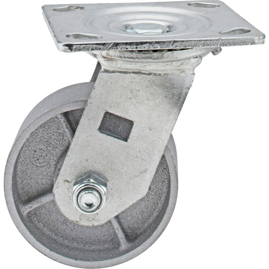 Value Collection GMC-SH-0052 Swivel Top Plate Caster Cast Iron, 4" Wheel Dia, 1-1/2" Wheel Width, 600 lb Capacity, 5-5/8" OAH
