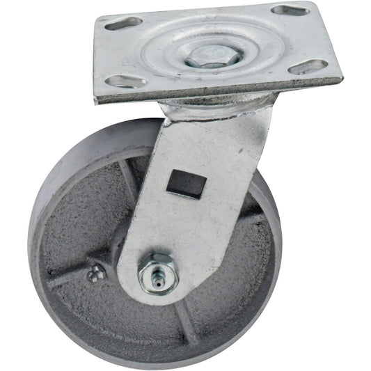 Value Collection GMC-SH-0061 Swivel Top Plate Caster Cast Iron, 5" Wheel Dia, 1-1/2" Wheel Width, 600 lb Capacity, 6-1/2" OAH